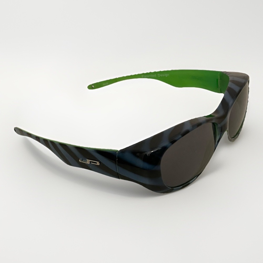 Jonathan Paul Fitover Sunglasses Tiger Stripe Blue with Green Polarvue grey